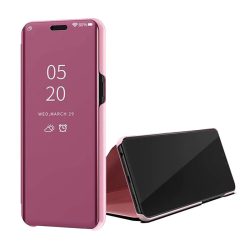   Clear View Case cover Huawei Y5P oldalra nyíló tok, rózsaszín