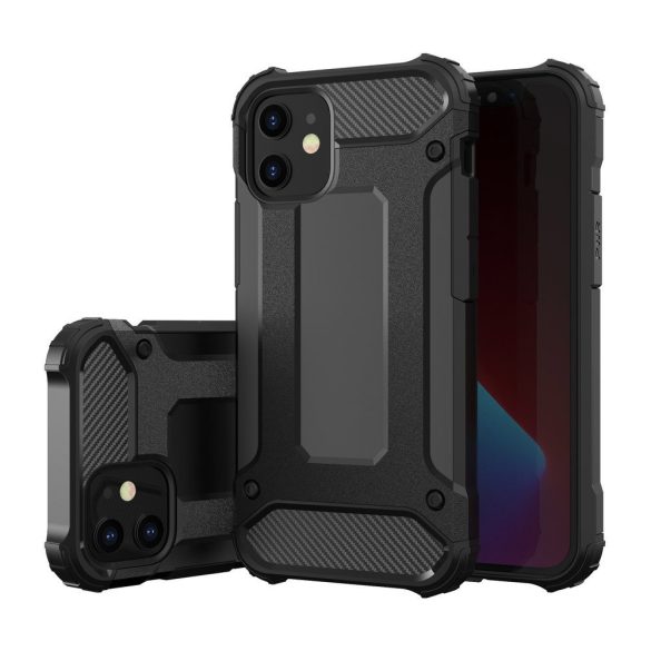 Hybrid Armor Tough Rugged iPhone 12 Pro Max ütésálló hátlap, tok, fekete