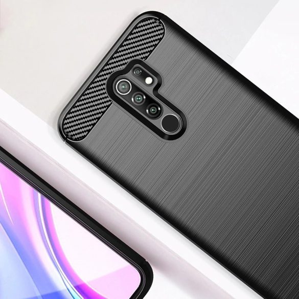 Carbon Case Flexible Xiaomi Redmi 9 hátlap, tok, fekete