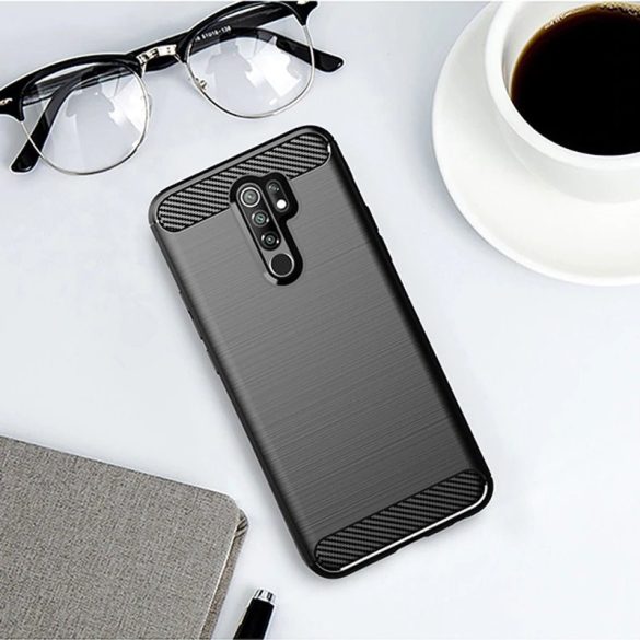 Carbon Case Flexible Xiaomi Redmi 9 hátlap, tok, fekete