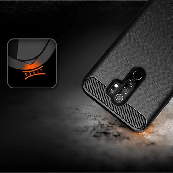 Carbon Case Flexible Xiaomi Redmi 9 hátlap, tok, fekete