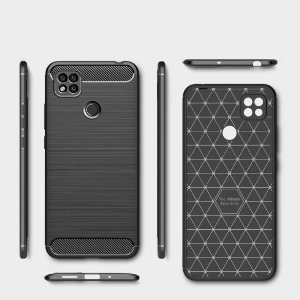 Carbon Case Flexible Xiaomi Redmi 9C hátlap, tok, fekete