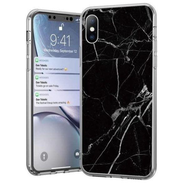 Wozinsky Marble TPU case iPhone 12 Mini hátlap, tok, fekete