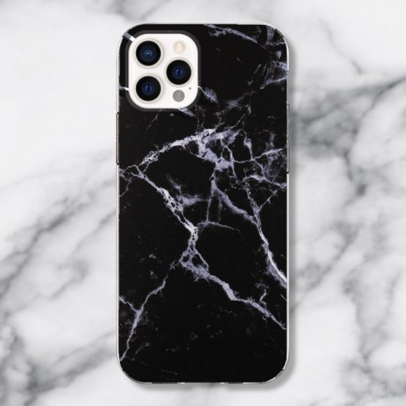 Wozinsky Marble cover iPhone 12/12 Pro márvány mintás hátlap, tok, fekete