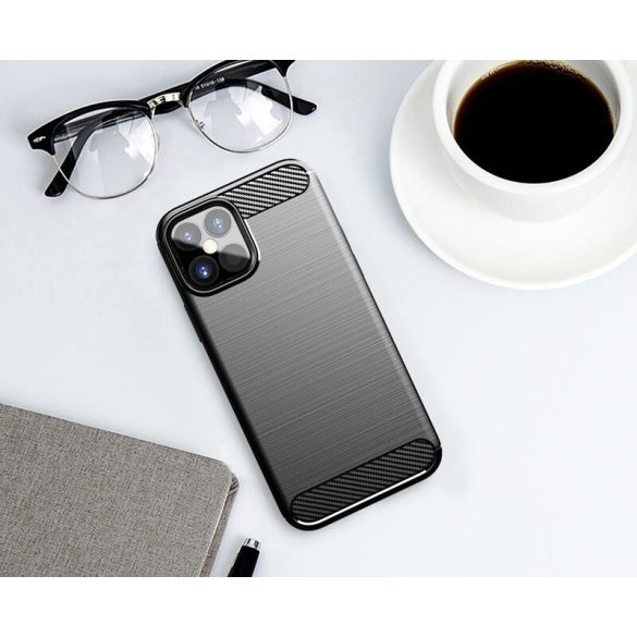 Carbon Case Flexible iPhone 12 Mini hátlap, tok, sötétkék