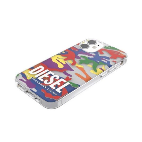 Diesel Clear Case Pride Camo iPhone 12 Mini tok, hátlap, színes