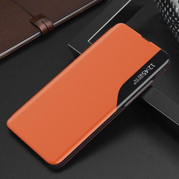 Eco Leather View Case Samsung Galaxy Note 20 Ultra oldalra nyíló tok, narancssárga