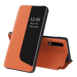   Eco Leather View Case Huawei P30 Pro oldalra nyíló tok, narancssárga