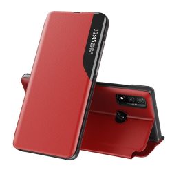   Eco Leather View Case Huawei P40 Lite oldalra nyíló tok, piros