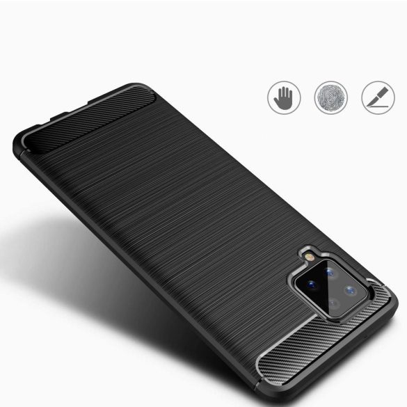 Carbon Case Flexible Samsung Galaxy A42 5G hátlap, tok, fekete