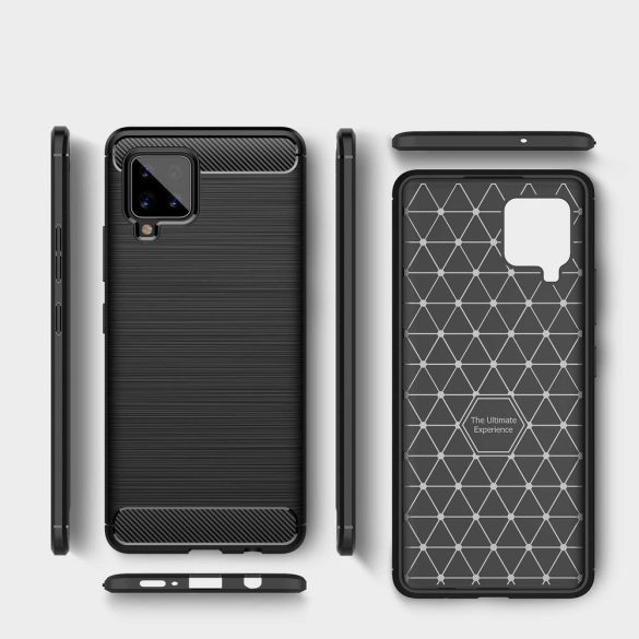 Carbon Case Flexible Samsung Galaxy A42 5G hátlap, tok, fekete