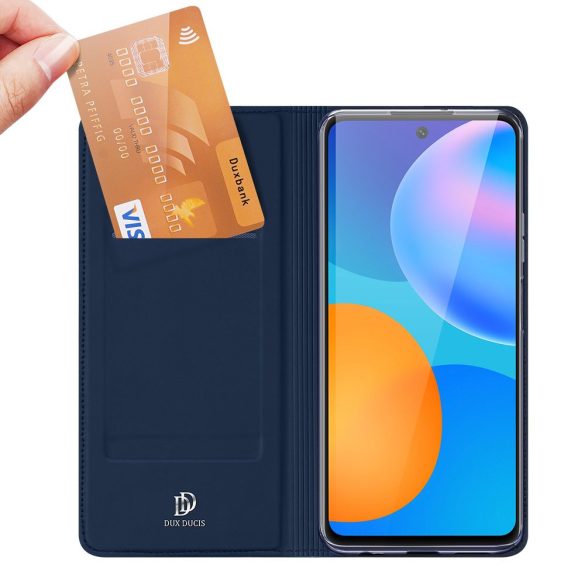 Dux Ducis Skin Pro Huawei P Smart (2021)/Y7A oldalra nyíló tok, sötétkék