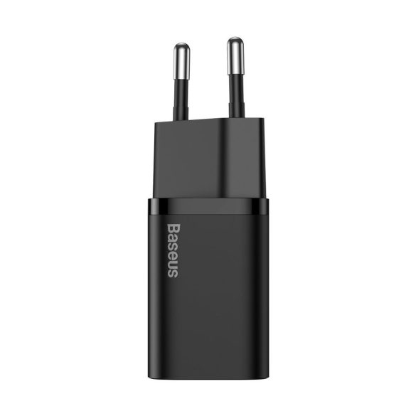 Baseus Super Si TZCCSUP-L01 USB-C hálózati töltő adapter, és USB-C/USB-C 1m kábel, gyorstöltő, 25W, PD, 3A, fekete