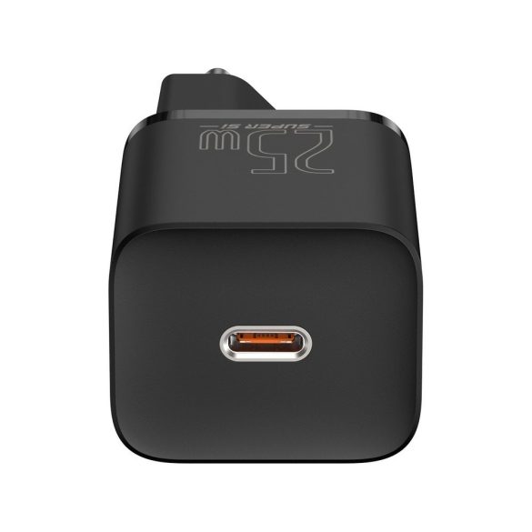 Baseus Super Si TZCCSUP-L01 USB-C hálózati töltő adapter, és USB-C/USB-C 1m kábel, gyorstöltő, 25W, PD, 3A, fekete