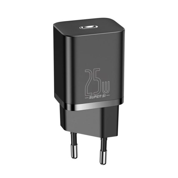 Baseus Super Si TZCCSUP-L01 USB-C hálózati töltő adapter, és USB-C/USB-C 1m kábel, gyorstöltő, 25W, PD, 3A, fekete