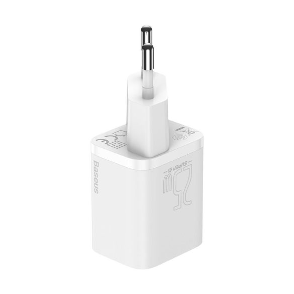 Baseus Super Si TZCCSUP-L02 USB-C hálózati töltő adapter, és USB-C/USB-C 1m kábel, gyorstöltő, 25W, PD, 3A, fehér