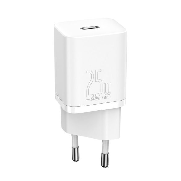 Baseus Super Si TZCCSUP-L02 USB-C hálózati töltő adapter, és USB-C/USB-C 1m kábel, gyorstöltő, 25W, PD, 3A, fehér