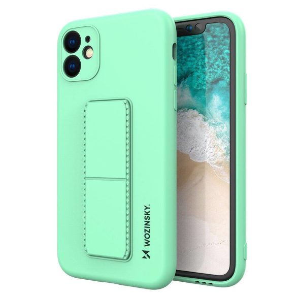 Wozinsky Kickstand Case iPhone 11 szilikon hátlap, tok, menta 