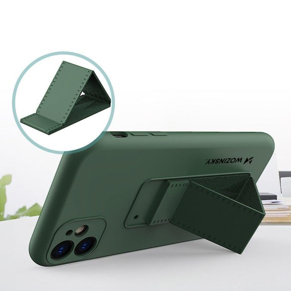 Wozinsky Kickstand Case iPhone 12 Pro szilikon hátlap, tok, menta 