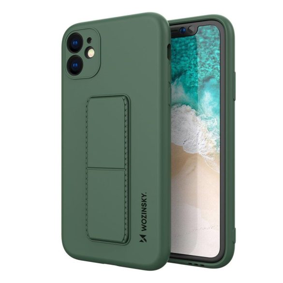 Wozinsky Kickstand Case iPhone 12 Pro szilikon hátlap, tok, sötétzöld 