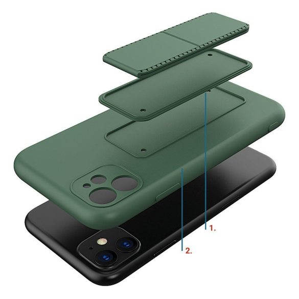 Wozinsky Kickstand Case iPhone 12 Pro szilikon hátlap, tok, sötétzöld 