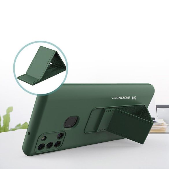 Wozinsky Kickstand Case Samsung Galaxy A21s szilikon hátlap, tok, fekete