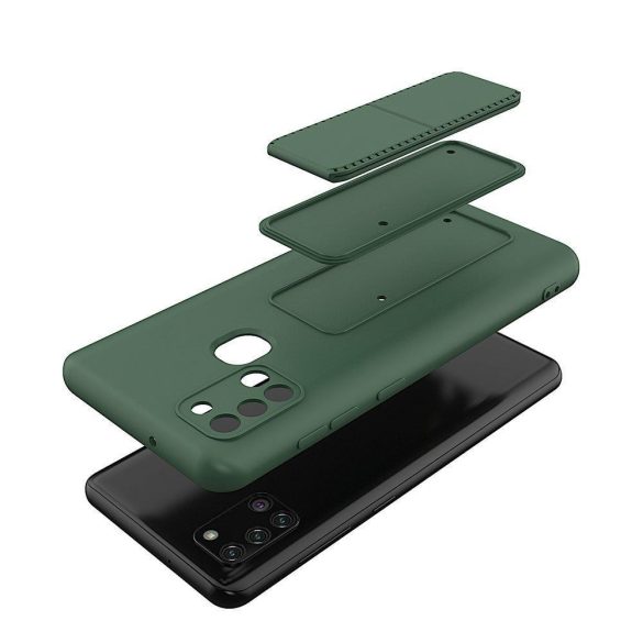 Wozinsky Kickstand Case Samsung Galaxy A21s szilikon hátlap, tok, fekete