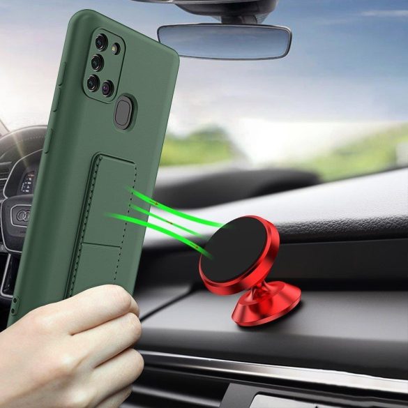 Wozinsky Kickstand Case Samsung Galaxy A21s szilikon hátlap, tok, fekete