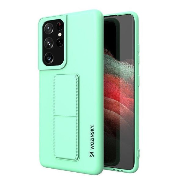 Wozinsky Kickstand Case Samsung Galaxy S21 Ultra szilikon hátlap, tok, menta 