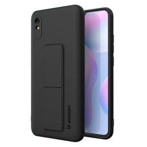 Wozinsky Kickstand Case Redmi 9A szilikon hátlap, tok, fekete 