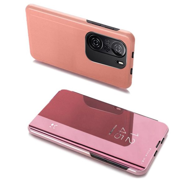 Clear View Case cover for Xiaomi Redmi K40/K40 Pro/K40 Pro Plus/Poco F3 oldalra nyíló tok, rózsaszín