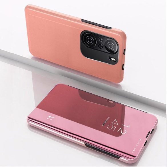 Clear View Case cover for Xiaomi Redmi K40/K40 Pro/K40 Pro Plus/Poco F3 oldalra nyíló tok, rózsaszín