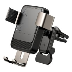   Joyroom JR-ZS220 Gravity Car Air Vent Charger 15W univerzális autós telefontartó és QI indukciós vezetéknélküli töltő szellőzőrácsra, fekete