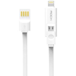 Rock lightning/Micro-USB kombinált kábel, 200 cm, fehér