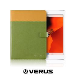   VRS Design (VERUS) iPad Air Crayon Two-Tone Diary Case oldalra nyíló bőr tok, zöld-mustár