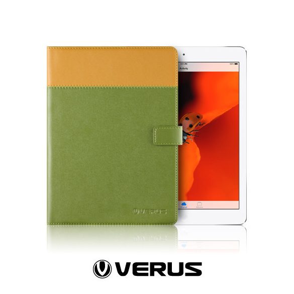 VRS Design (VERUS) iPad Air Crayon Two-Tone Diary Case oldalra nyíló bőr tok, zöld-mustár