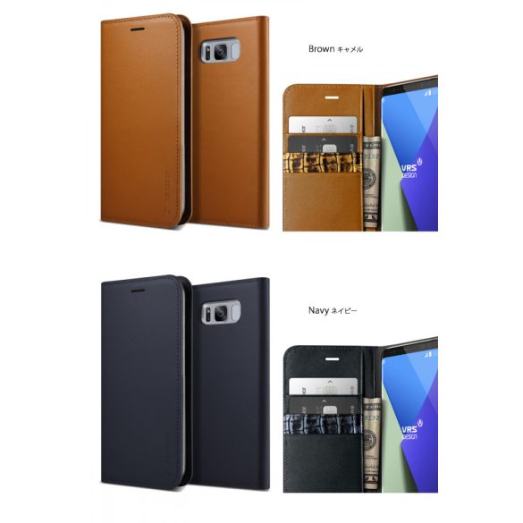VRS Design (VERUS) Samsung Galaxy S8 Genuine Croco Diary oldalra nyíló bőr tok, arany