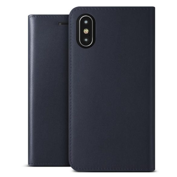 VRS Design (VERUS) iPhone Xs Max Genuine Leather Diary oldalra nyíló tok, sötétkék