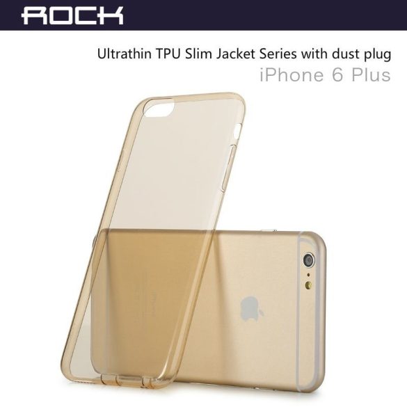 Rock iPhone 6 Plus/6S Plus Slim Jacket szilikon tok, átlátszó-arany