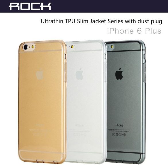 Rock iPhone 6 Plus/6S Plus Slim Jacket szilikon tok, átlátszó-arany