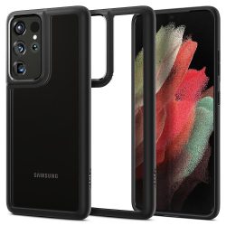   Spigen Ultra Hybrid Samsung Galaxy S21 Ultra hátlap, tok, matt, fekete