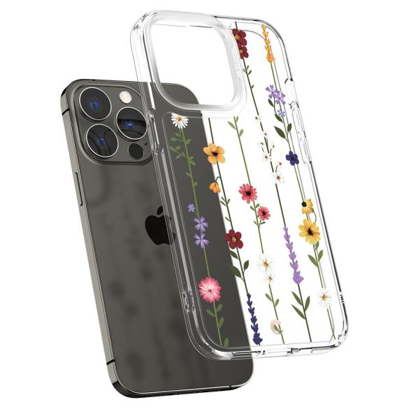 Spigen Cyrill Cecile iPhone 13 Pro virágmintás hátlap, tok, színes átlátszó