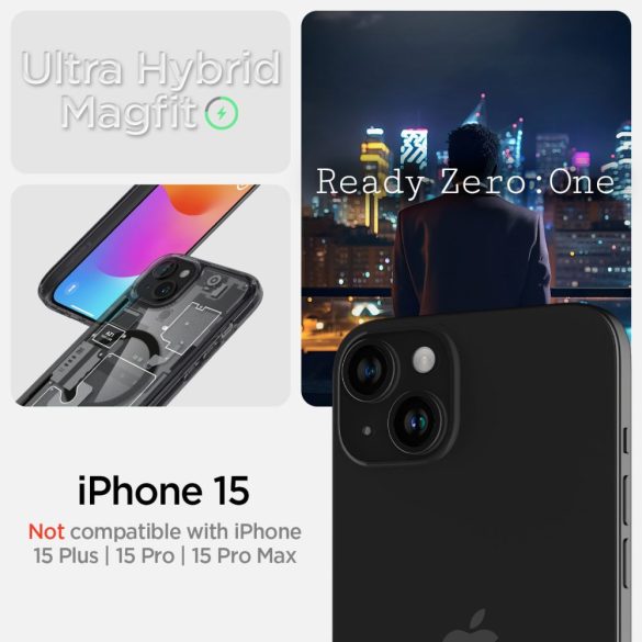 Spigen Ultra Hybrid Mag Magsafe iPhone 15 (ACS06806) hátlap, tok, átlátszó