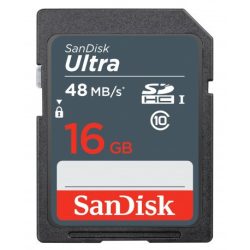   SanDisk Ultra SDHC, 16GB, class 10, UHS-I, 48 MB/s, memóriakártya, fekete