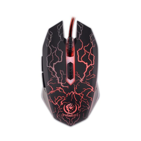 Rebeltec Diablo gaming (6 gombos) 1.5m, vezetékes egér, fekete