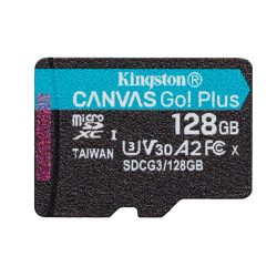   Kingston Canvas Go! Plus micro SDXC, 128GB, class 10, UHS-I, 170 MB/s, memóriakártya adapterrel, fekete