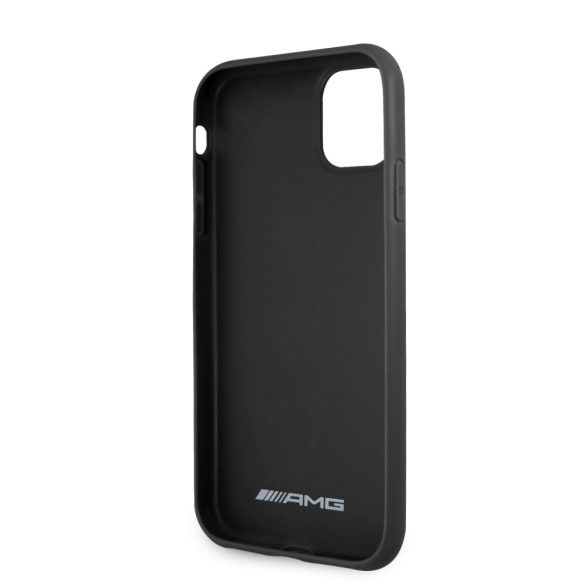 AMG iPhone 11 Leather Debossed Lines eredeti bőr (AMHCN61GSEBK) hátlap, tok, fekete