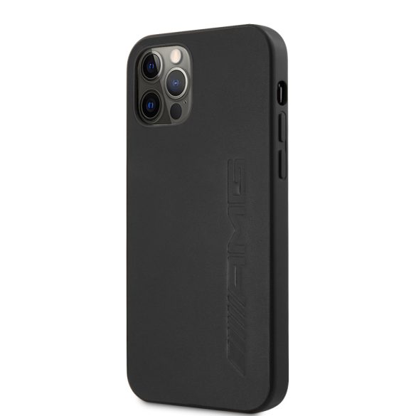 AMG iPhone 12 Pro Max Leather Hot Stamped eredeti bőr (AMHCP12LDOLBK) hátlap, tok, fekete