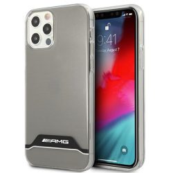   AMG iPhone 12/12 Pro Horizontal Stripes (AMHCP12MTCBW) hátlap, tok, ezüst