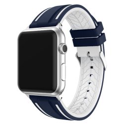 Apple Watch szilikon 44mm óraszíj, kék-fehér